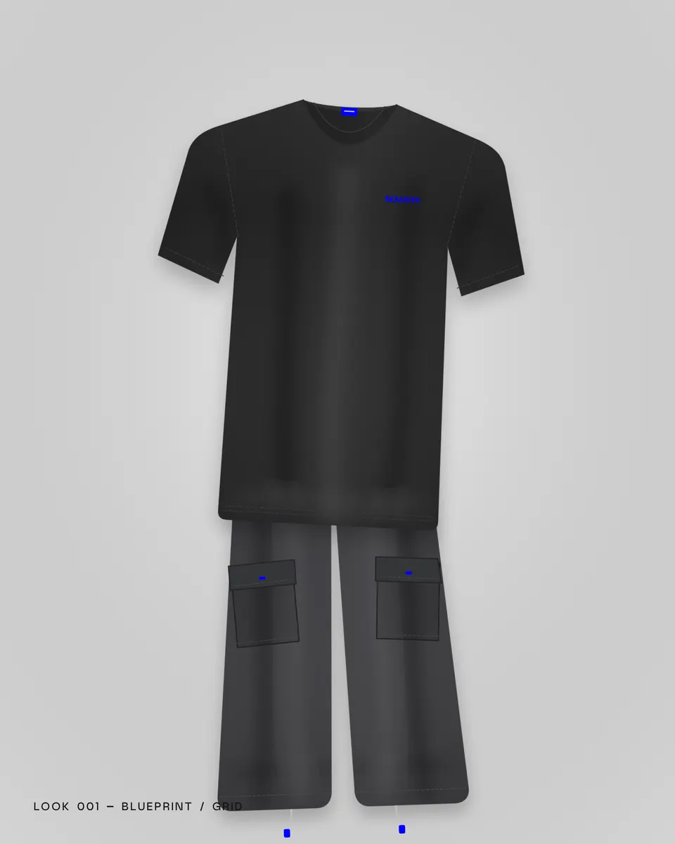 Blueprint — look completo com Grid Wide Cargo